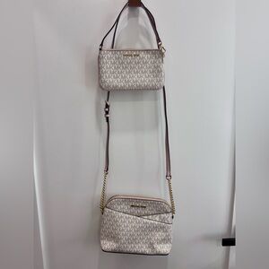 MK Logo Dome Crossbody Bag set- pink